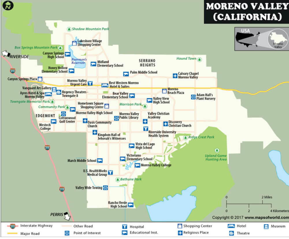 Moreno Valley Ville Carte californie